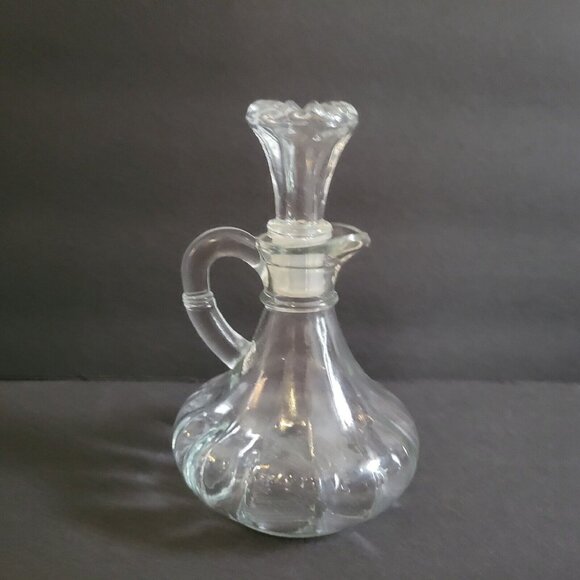 Vintage Anchor Hocking Clear Glass Cruet Oil Vinegar Syrup Decanter Star Stopper - Picture 3 of 10
